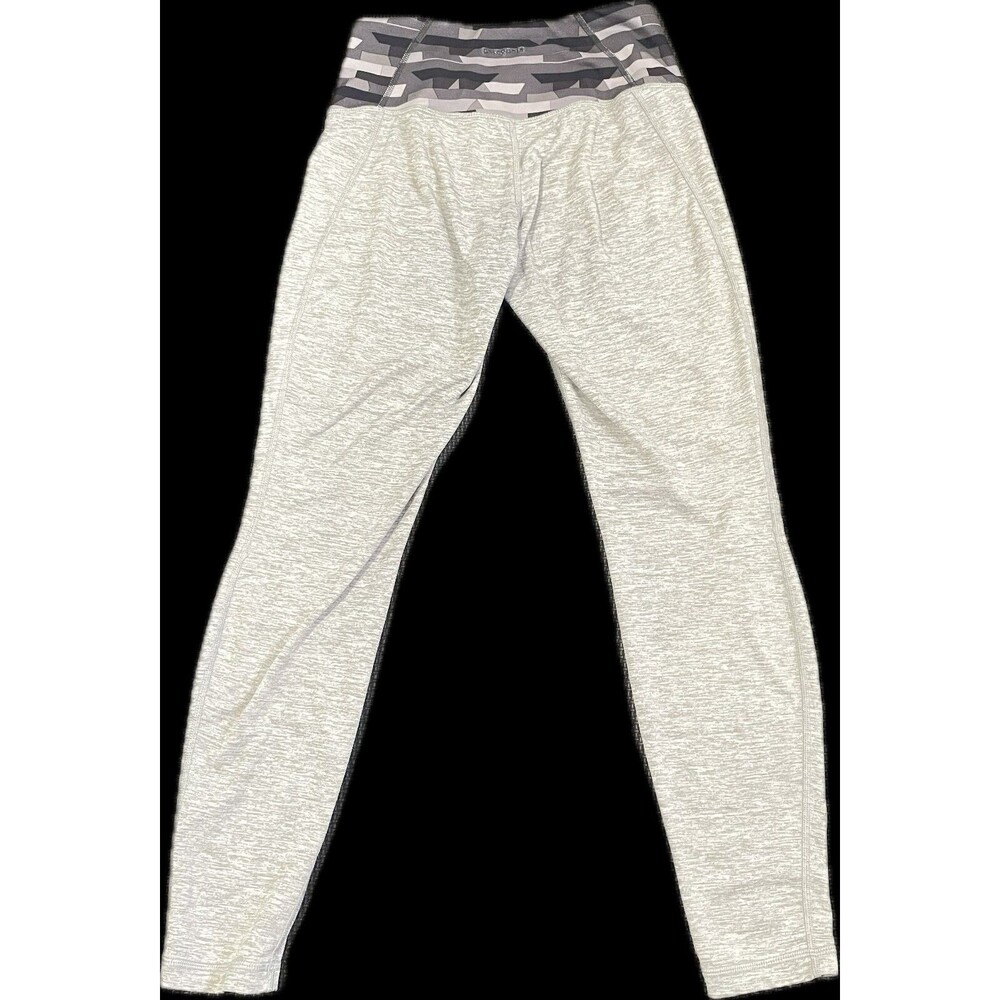 PATAGONIA Gray Black Yoga Workout Embroidered Logo Leggings Womens Size XS